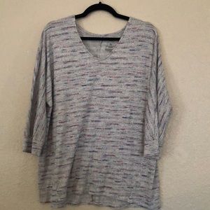 Sonoma Light Grey Multi Color 3/4 Sleeve XL V-Neck Blouse